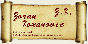 Zoran Komanović vizit kartica